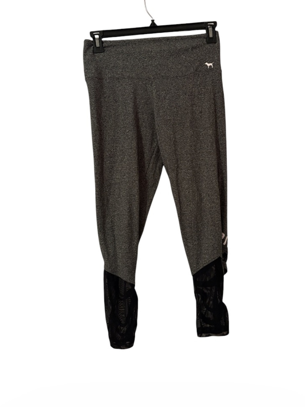 PINK Yoga Gray Mesh Strappy Logo Athletic Leggings